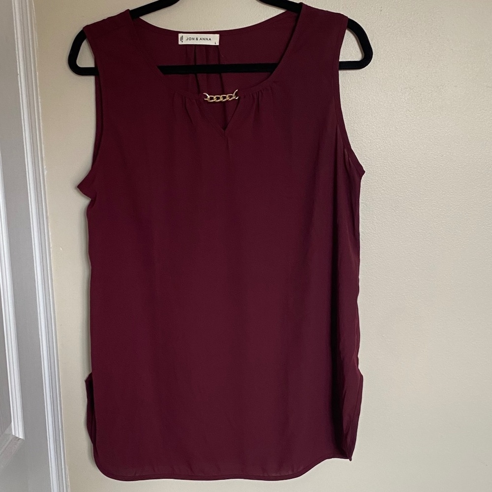 Jon & Anna Wine Coloured Tank, Size Large